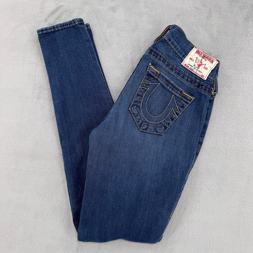 True Religion Womens Size 26 Skinny Jeans Blue Denim Stretch Made in USA